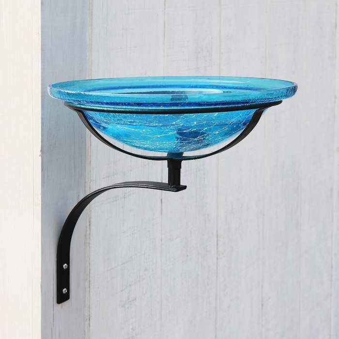 Crackle Glass Bird Bath 12